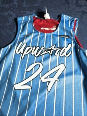 Upward Blue Pinstripe Basketball Jersey #24